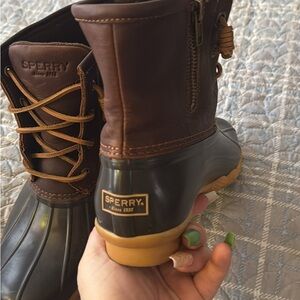 Sperry Women’s Dark Brown and Black Rain Boots